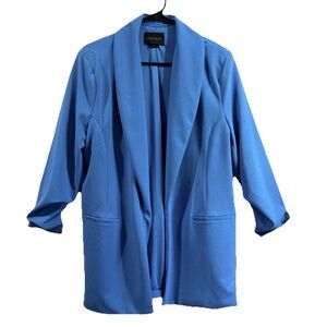 Open Front Blazer Spring Workwear Size L Blue Teal Minimalist